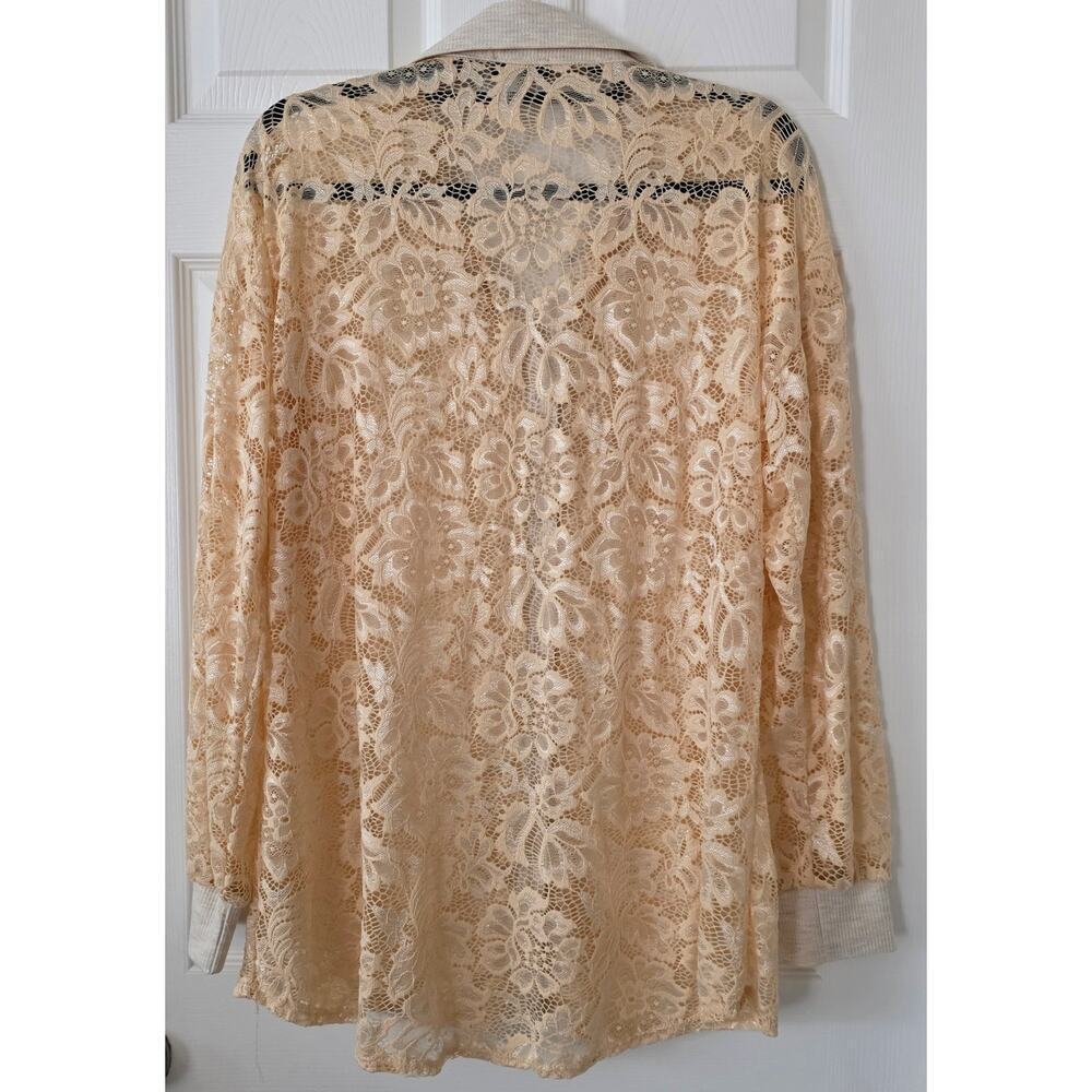 Heimish USA Lace Long-sleeved Button Up Blouse Women's Large - Picture 2 of 6